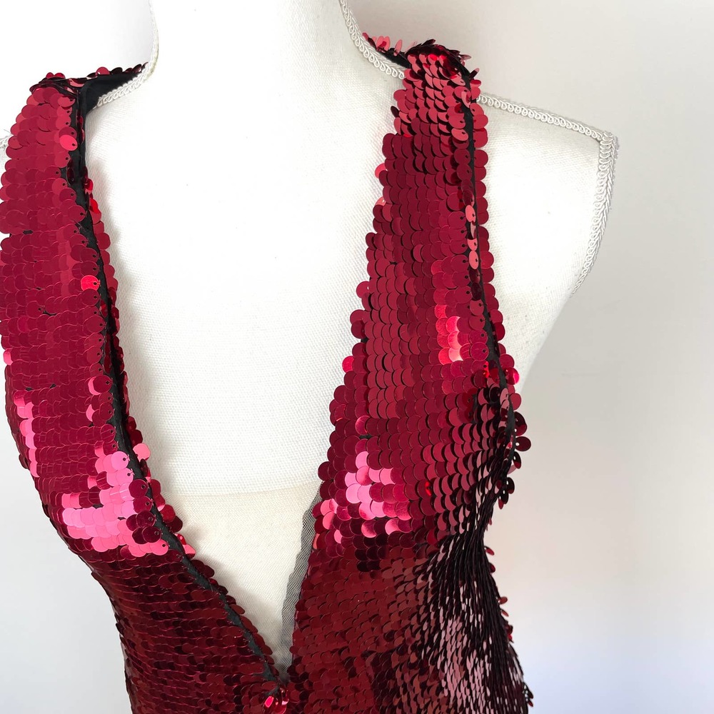 NBD Bexley Sequin Shift Dress In Raspberry Red Size XXS New - Picture 5 of 16